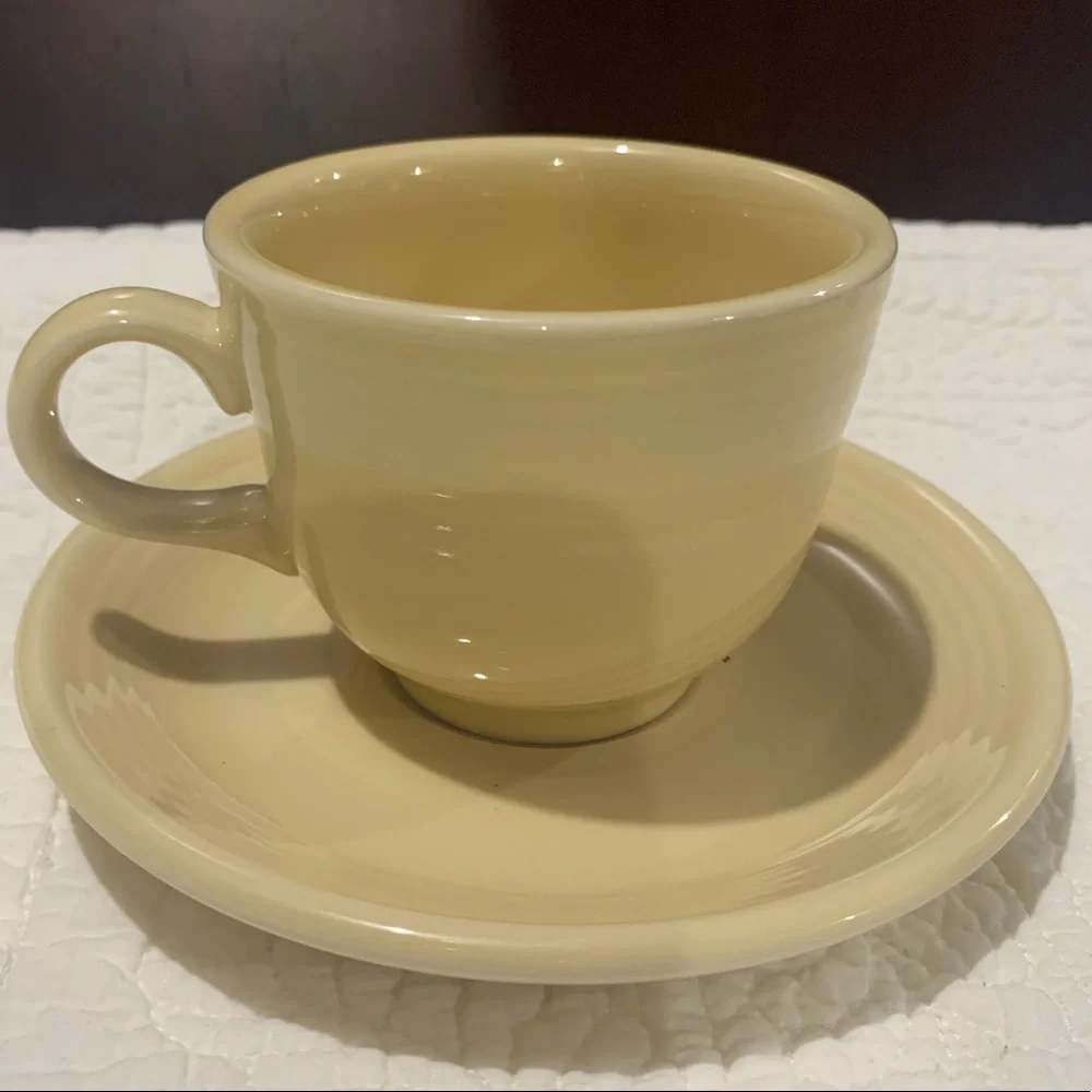 Fiesta Fiestaware Ivory off white teacup and saucer